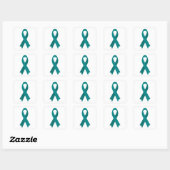 Sticker Carré Ruban de sensibilisation turquoise par Janz White (Feuille)