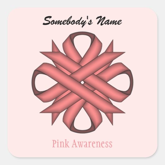 Sticker Carré Ruban de trèfle rose par Kenneth Yoncich (Devant)