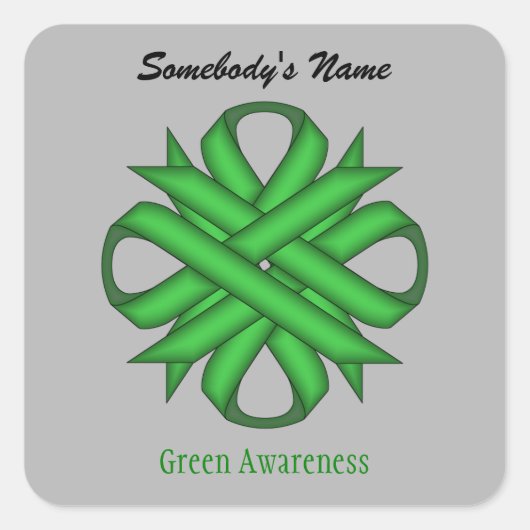 Sticker Carré Ruban de trèfle vert par Kenneth Yoncich (Devant)