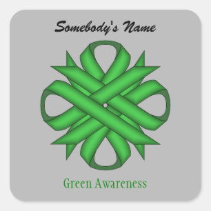 Sticker Carré Ruban de trèfle vert par Kenneth Yoncich