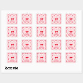 Sticker Carré Ruban ondulé rouge et rose Cerise sur le dessus Fa (Feuille)