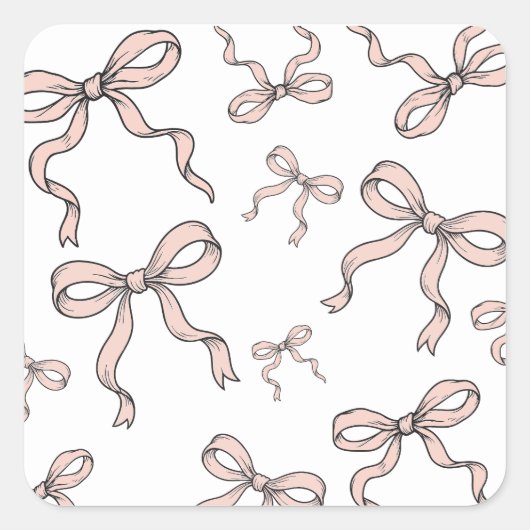 Sticker Carré Ruban rose mignon et tendance en noir (Devant)