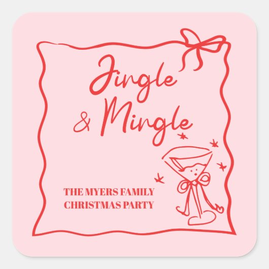 Sticker Carré Ruban rouge rose de Jingle et Mingle (Devant)
