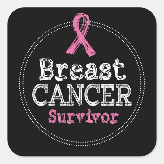 Sticker Carré Ruban Sensibilisation des survivants du cancer du  (Devant)