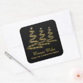 Sticker Carré Rubans dorés stylisés Arbres de Noël Noir (Enveloppe)