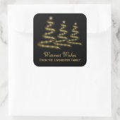 Sticker Carré Rubans dorés stylisés Arbres de Noël Noir (Sac)