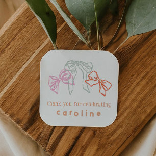 Sticker Carré Rubans et vaches Anniversaire Merci Favor