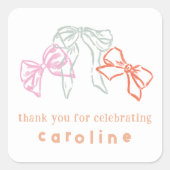 Sticker Carré Rubans et vaches Anniversaire Merci Favor (Devant)