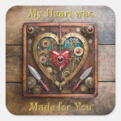 Sticker Carré Rubies Et Couteaux Coeur Steampunk Series (Devant)