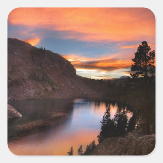 Sticker Carré Ruby Lake Sunset - John Muir Trail - Sierra Nevada (Devant)