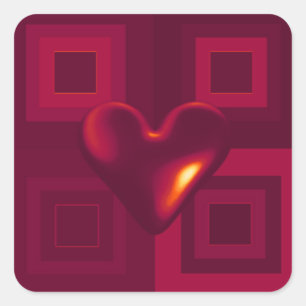 Sticker Carré Ruby Red Heart Design