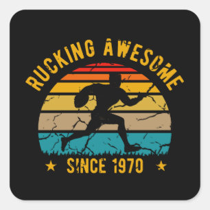 Sticker Carré Rucking Awesome depuis 1970 50e Anniversaire Rugby