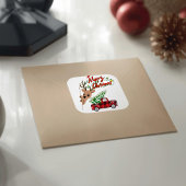 Sticker Carré Rudolph Joyeux Noël Plaid Vintage Camion