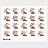 Sticker Carré Rudolph Joyeux Noël Plaid Vintage Camion (Feuille)