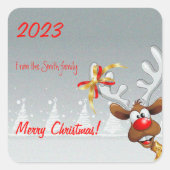 Sticker Carré Rudolph neige de Noël (Devant)