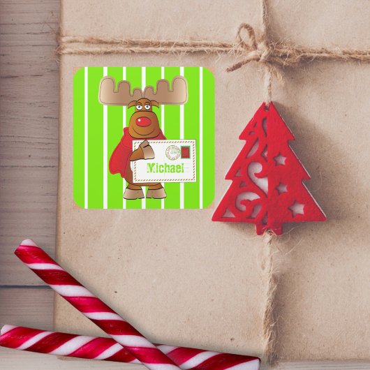 Sticker Carré Rudolph Reindeer Pôle Nord Livraison spéciale Enfa