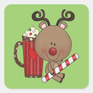 Sticker Carré Rudy Reindeer Au Cocoa