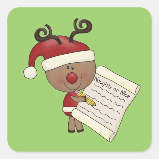 Sticker Carré Rudy Reindeer Naughty ou Nic (Devant)