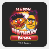 Sticker Carré Rue Sésame | Bert & Ernie Jour d'anniversaire à th (Devant)