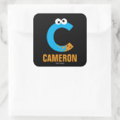 Sticker Carré Rue Sésame | C est pour Cookie Monster (Sac)