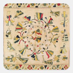 Sticker Carré Rumal : square embroidery cover showing punjabi da