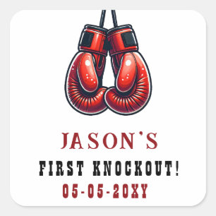 Sticker Carré Rumble Rouge Anniversaire de Boxe Premier Knockout