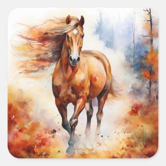 Sticker Carré Running Horse in Autumn (Devant)