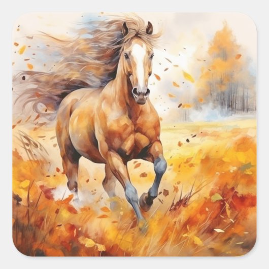 Sticker Carré Running Horse in Autumn (Devant)