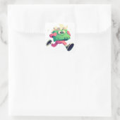 Sticker Carré Running Printer with Flying Papers – Tech Humor (Sac)