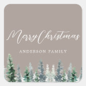 Sticker Carré Russe Beige Pine Forest cadeau de vacances (Devant)