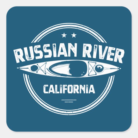 Sticker Carré Russe Rivière Californie Kayak (Devant)