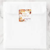 Sticker Carré Russe Thanksgiving Citrouille Aquarelle Automne (Sac)