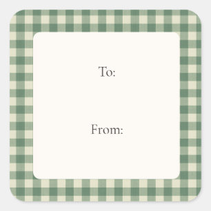 Sticker Carré Russe Vert En vichy moderne Noël