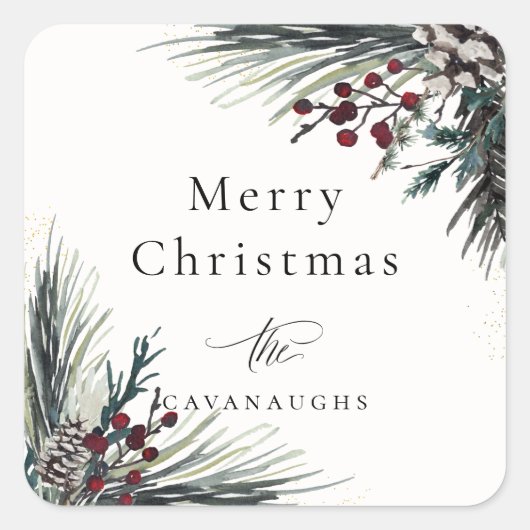 Sticker Carré Russe Winter Boughs Holiday (Devant)