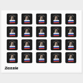 Sticker Carré Russia Bear Russian Flag Russians (Feuille)