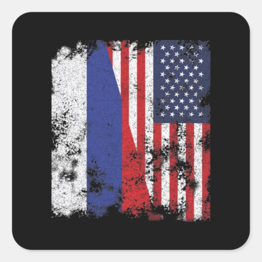 Sticker Carré Russia USA Flag (Devant)