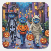 Sticker Carré Russian Blue Cats in Halloween Costumes (Devant)