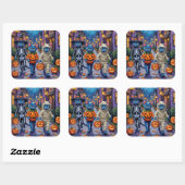 Sticker Carré Russian Blue Cats in Halloween Costumes (Feuille)