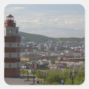 Sticker Carré Russie, Mourmansk. Plus grande ville au nord du