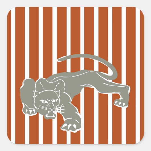 Sticker Carré Rust Red Safari Stripe avec Leopard (Devant)