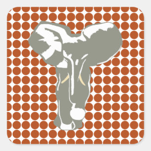Sticker Carré Rust Safari point avec Pop Art Elephant