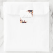 Sticker Carré Rust Terracotta Marine Crème Mariage Floral (Sac)