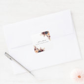 Sticker Carré Rust Terracotta Marine Crème Mariage Floral (Enveloppe)