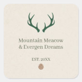 Sticker Carré Rustic Antler Pine Cone Personalized Candle Label (Devant)