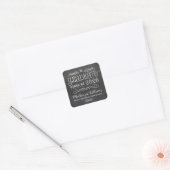 Sticker Carré Rustic Black Chalkboard Custom 2025 Nom du diplômé (Enveloppe)
