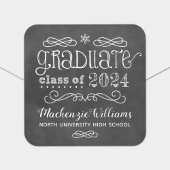 Sticker Carré Rustic Black Chalkboard Custom 2025 Nom du diplômé