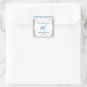 Sticker Carré Rustic Blue Elephant baby shower favoriser autocol (Sac)