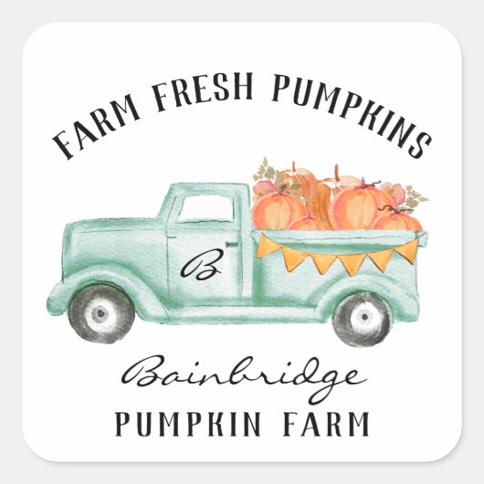 Sticker Carré Rustic Country Fall Citrouille Nom de famille Carr (Devant)