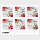 Sticker Carré Rustic Country Red Roses Printemps Mariage de prin (Feuille)