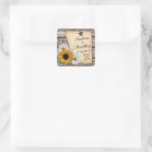 Sticker Carré Rustic Country Sunflowe Daisy Mariage Date de sauv (Sac)
